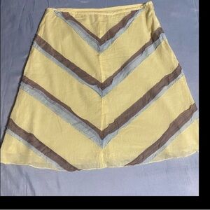 Free People Cream and Brown boho Midi Pencil Skirt